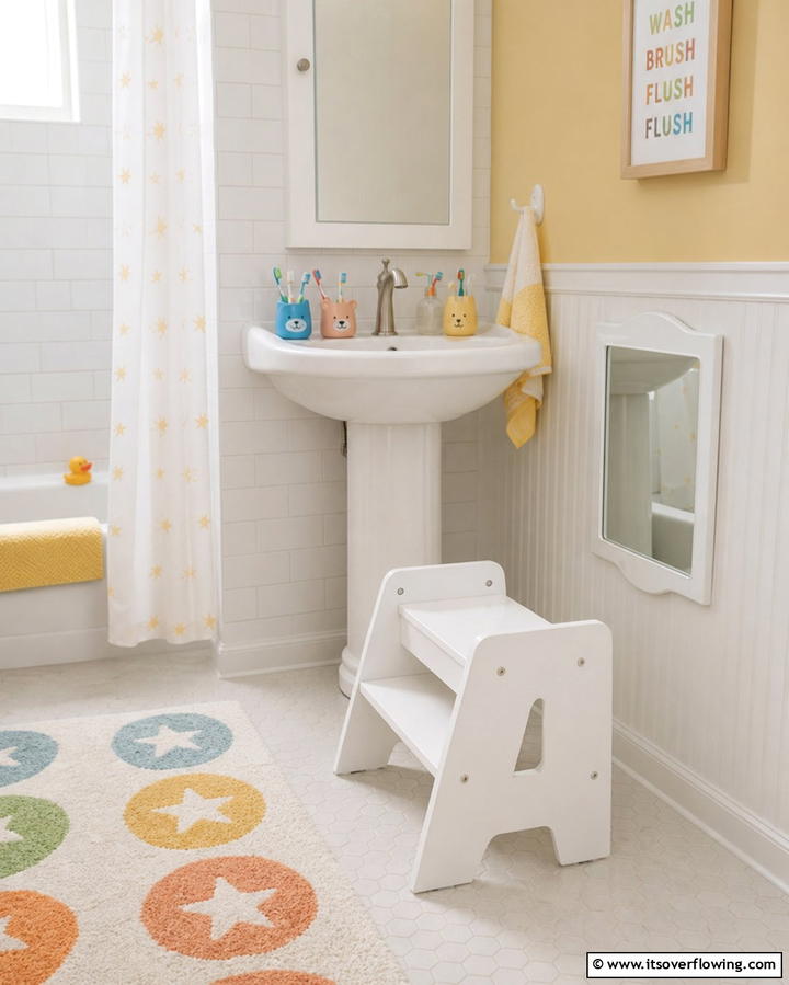 Install a Step Stool for Young Children - 25 Family Bathroom Ideas for Functional and Stylish Spaces