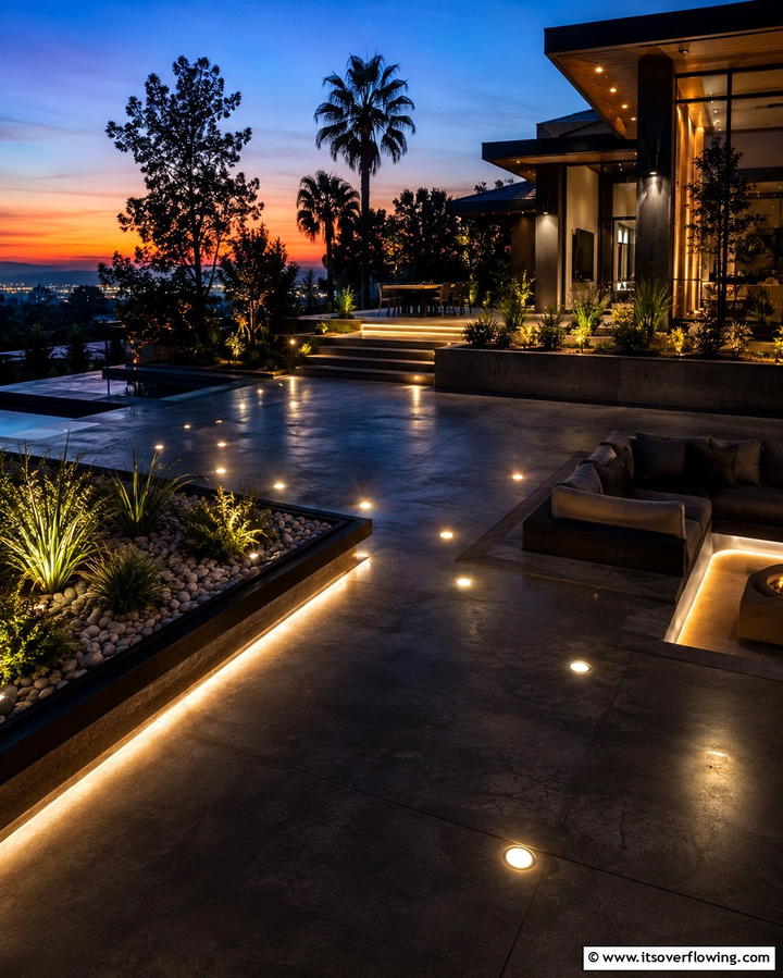 Installing Recessed Lighting for a Dramatic Effect - 25 Black Concrete Patio Ideas for Modern Outdoor Spaces