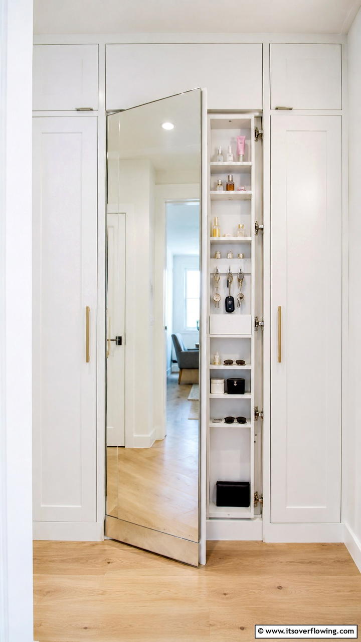 Installing a Mirror with Storage - 30 Smart Hall Closet Organization Ideas for Maximized Space