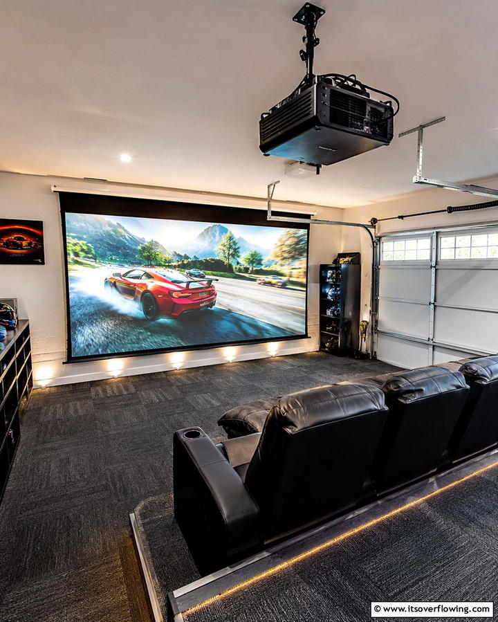 Installing a Projector for Big Screen Gaming - 30 Garage Game Room Ideas for Ultimate Entertainment Zones