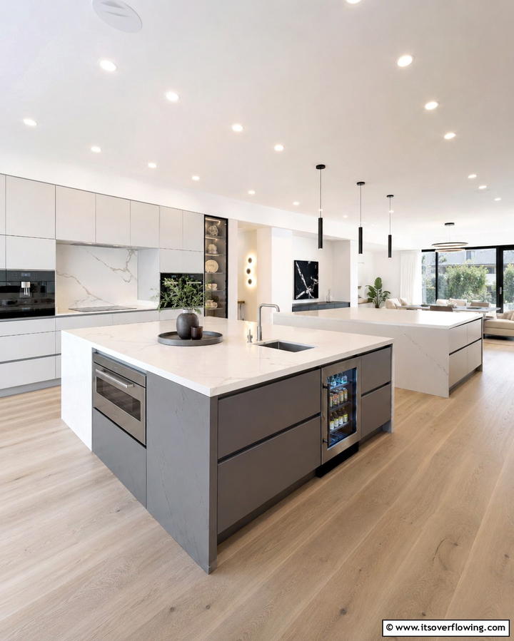 Integrated Appliances - 25 Double Island Kitchen Ideas for Spacious Cooking