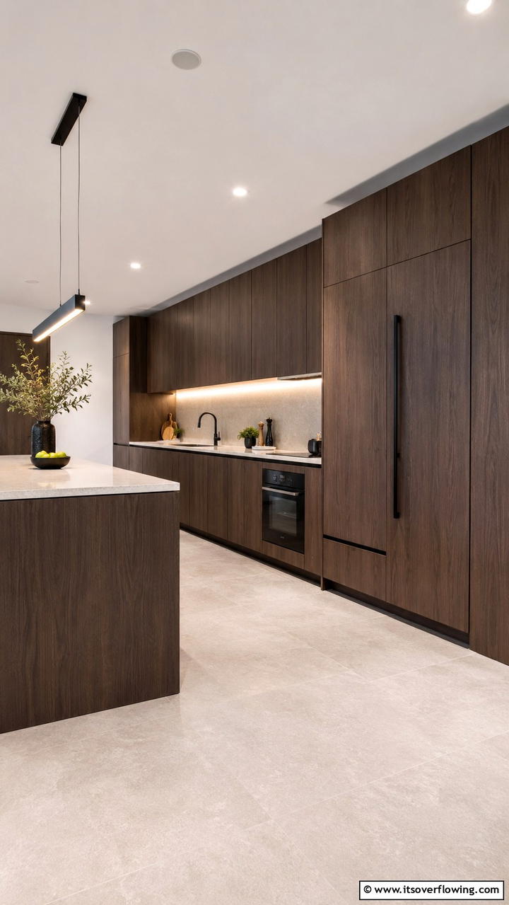 Integrated Appliances - 30 Dark Wood Kitchen Cabinet Designs for Classic Style