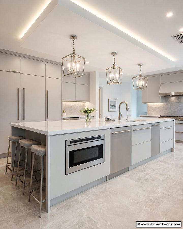 Integrated Appliances - 30 Kitchen Island Decor Ideas for Stylish Functionality