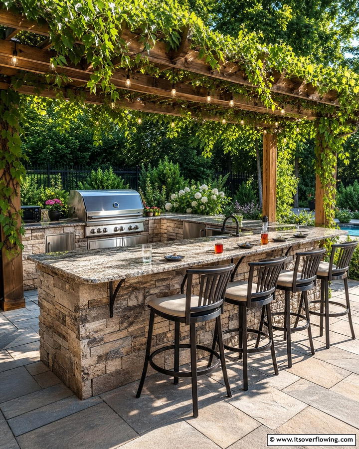 Integrated Bar Seating - 30 BBQ Island Ideas for Ultimate Outdoor Entertaining