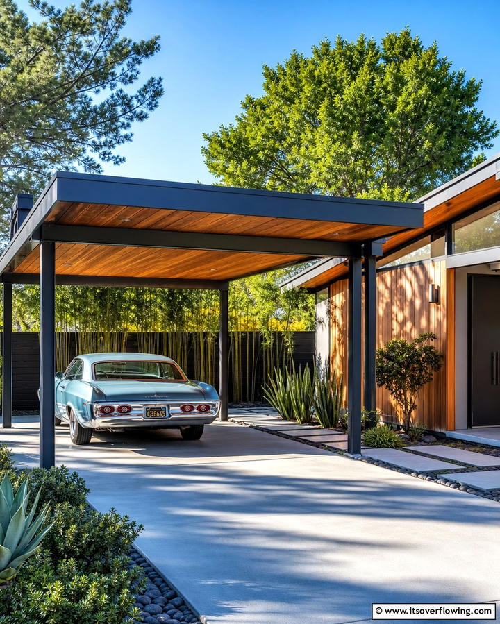 Integrated Carports - 25 Mid-Century Modern Exterior Home Ideas for a Timeless Look
