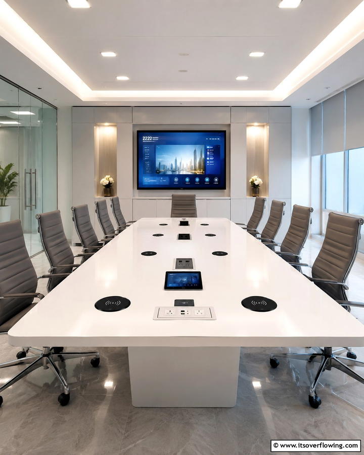 Integrated Charging Stations - 25 Conference Room Design Ideas for Inspiration