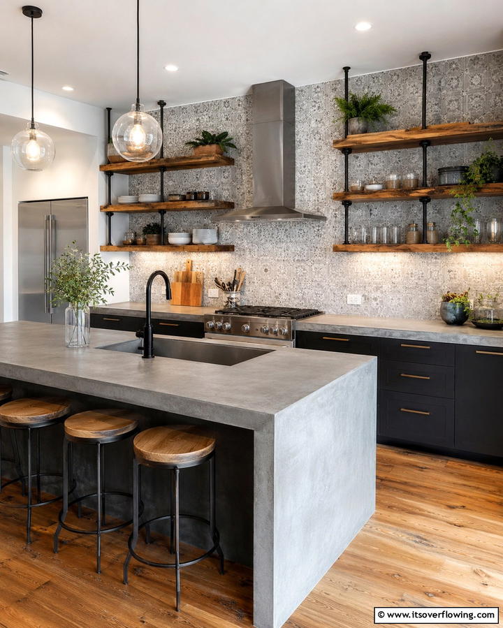 Integrated Concrete Sink Design - 25 Concrete Countertop Ideas for a Durable and Stylish Kitchen