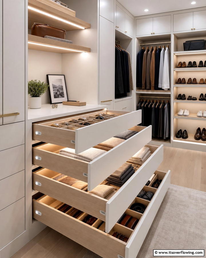 Integrated Drawer Lights - 25 Bright Closet Lighting Ideas for Organized Spaces
