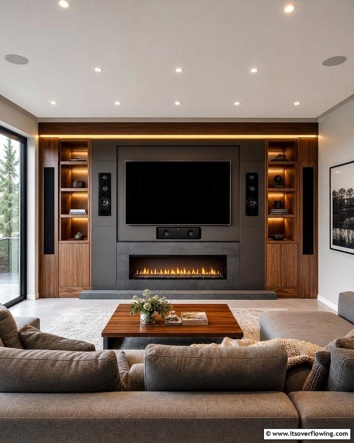 Integrated Entertainment Focal Points - 21 Cozy and Modern Fireplace Ideas for Every Home Style