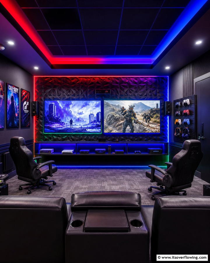 Integrated Gaming and Entertainment Hub - 30 Home Theater Ideas- Immersive Entertainment Spaces