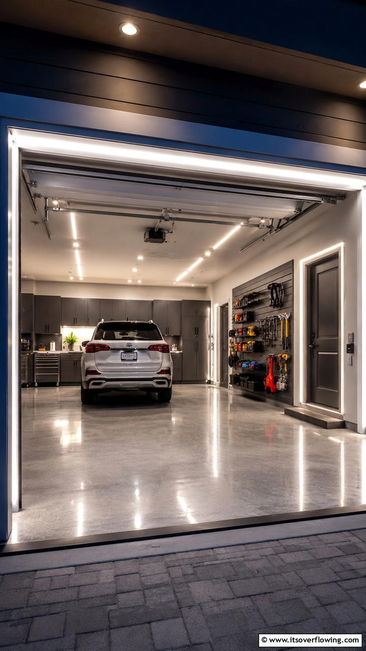 Integrated Garage Door Lighting - 30 Garage Lighting Ideas for Bright, Functional Spaces