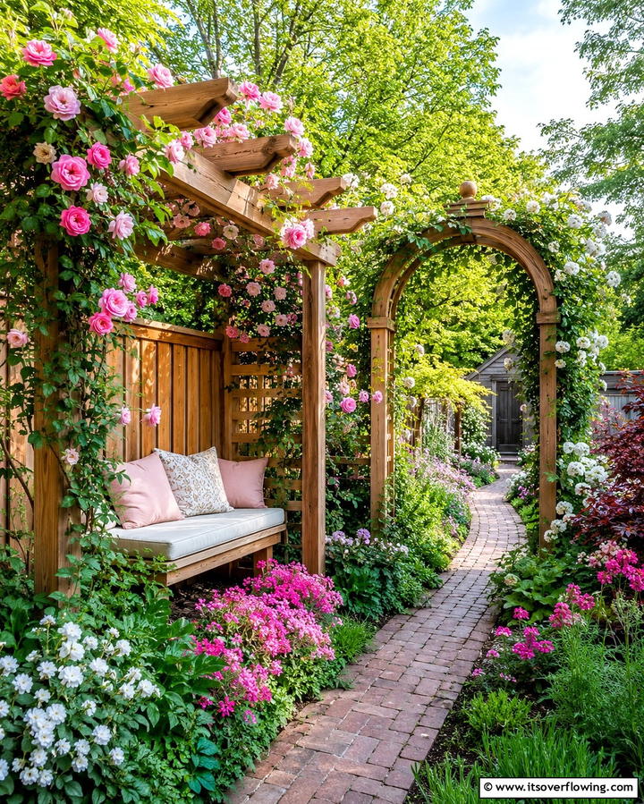 Integrated Garden Structures - 30 Simple Fence Line Landscaping Ideas for Curb Appeal