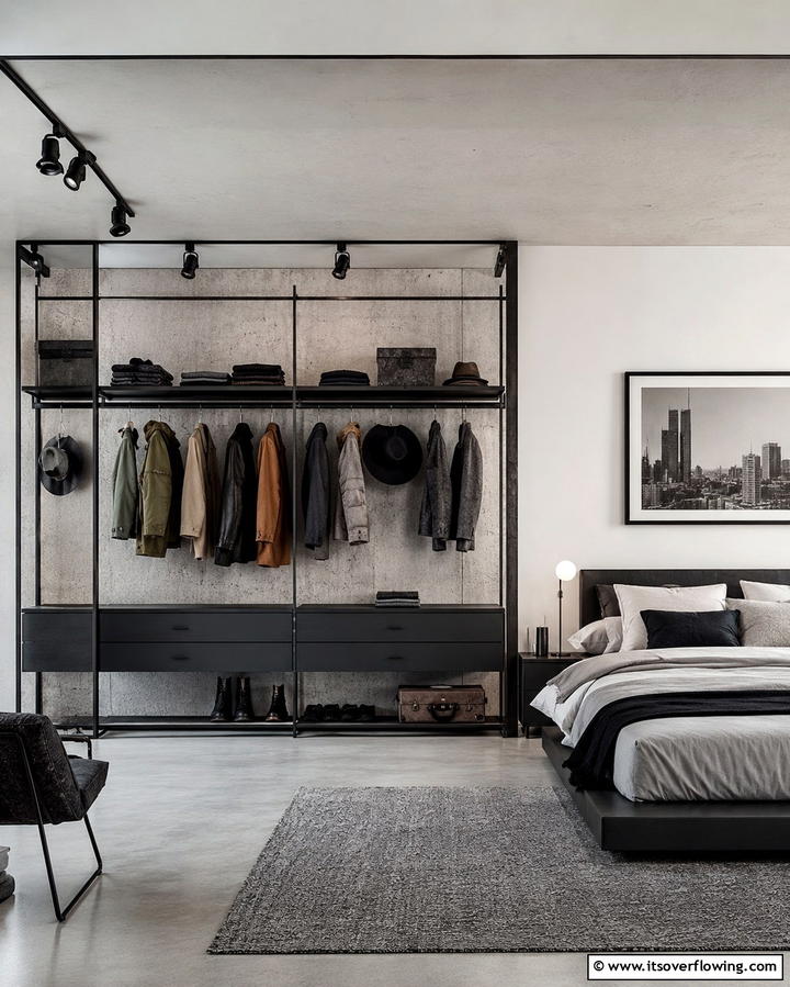 Integrated Garment Rack Design - 30 Space-Saving Built-In Wardrobe Ideas Around Your Bed