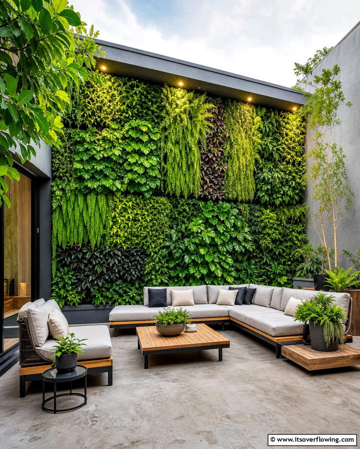 Integrated Green Walls - 21 Small Patio Design Ideas to Create an Outdoor Oasis