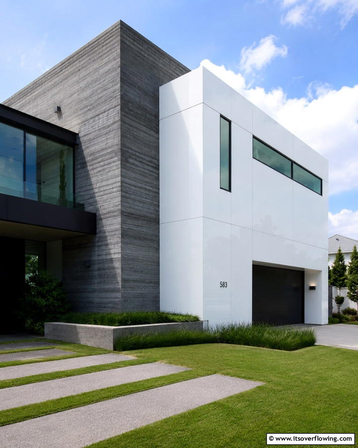 Integrated Greenery - 30 Minimalist House Exterior Ideas- Clean & Modern Designs