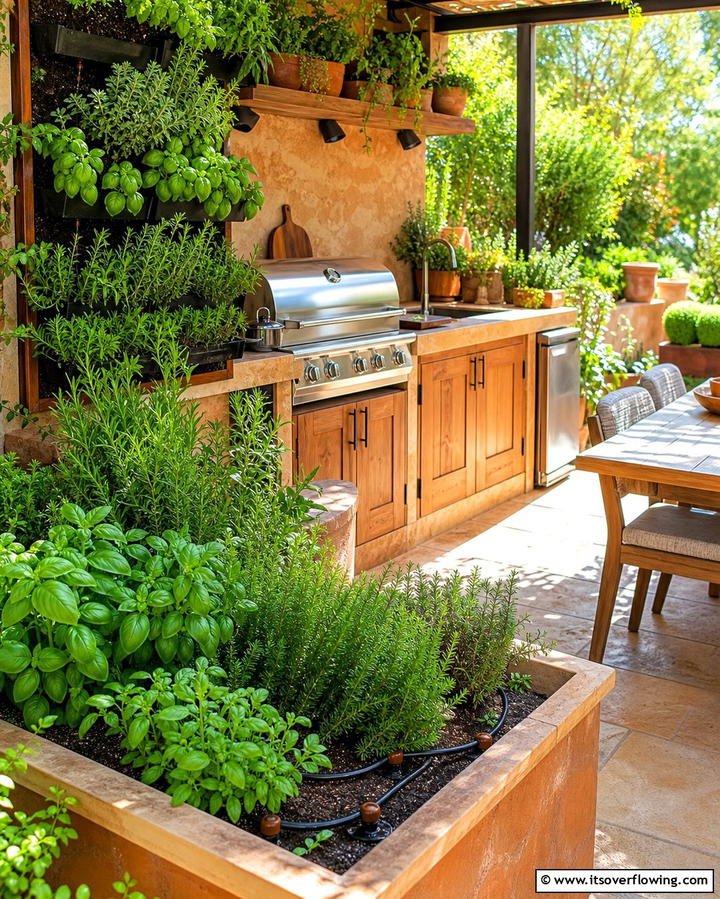 Integrated Herb Garden Kitchen - 21 Small Outdoor Kitchen Designs for Compact Entertaining