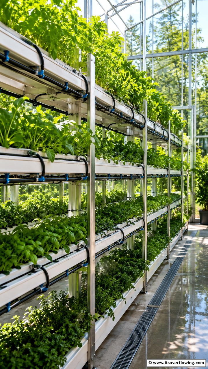 Integrated Irrigation Shelves - 30 Greenhouse Shelving Ideas- Organized Plant Storage