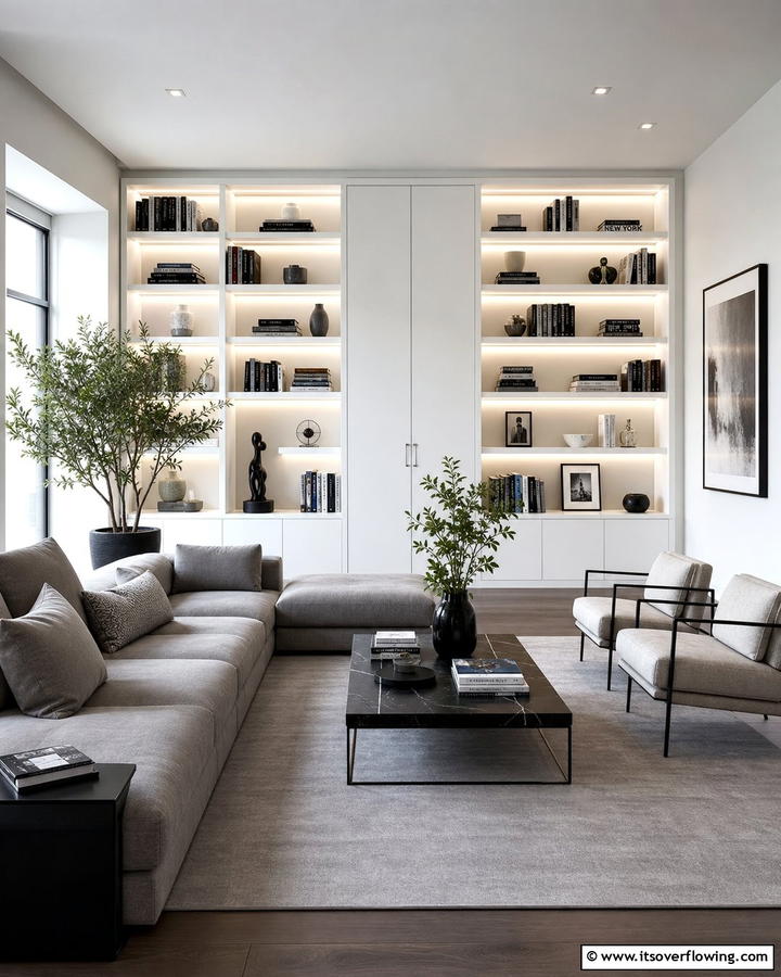 Integrated LED Strips for a Sleek Look - 20 Bookshelf Lighting Ideas- Illuminate Your Collection
