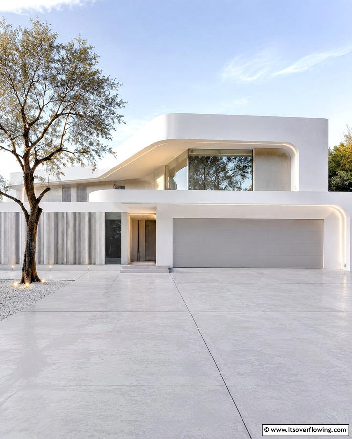 Integrated Landscape Elements - 30 Minimalist House Exterior Ideas- Clean & Modern Designs