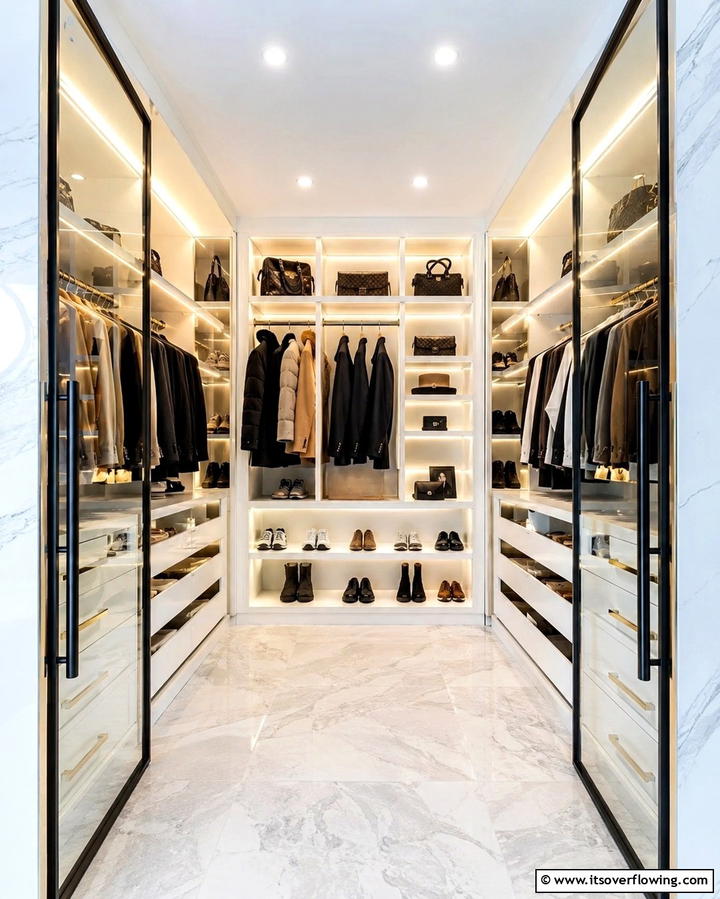 Integrated Lighting Features - 25 Entryway Closet Ideas to Maximize Storage and Style