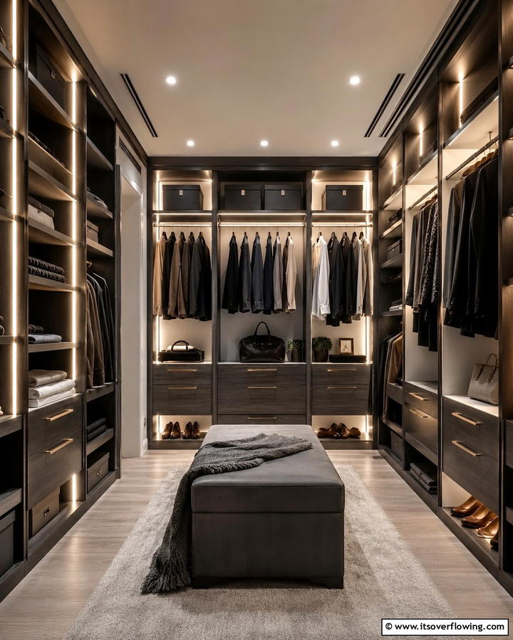 Integrated Lighting Solutions - 25 Small Dressing Room Ideas to Organize Your Wardrobe