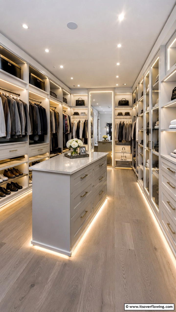 Integrated Lighting Solutions - 21 Functional Walk-In Closet Ideas for Organized Spaces