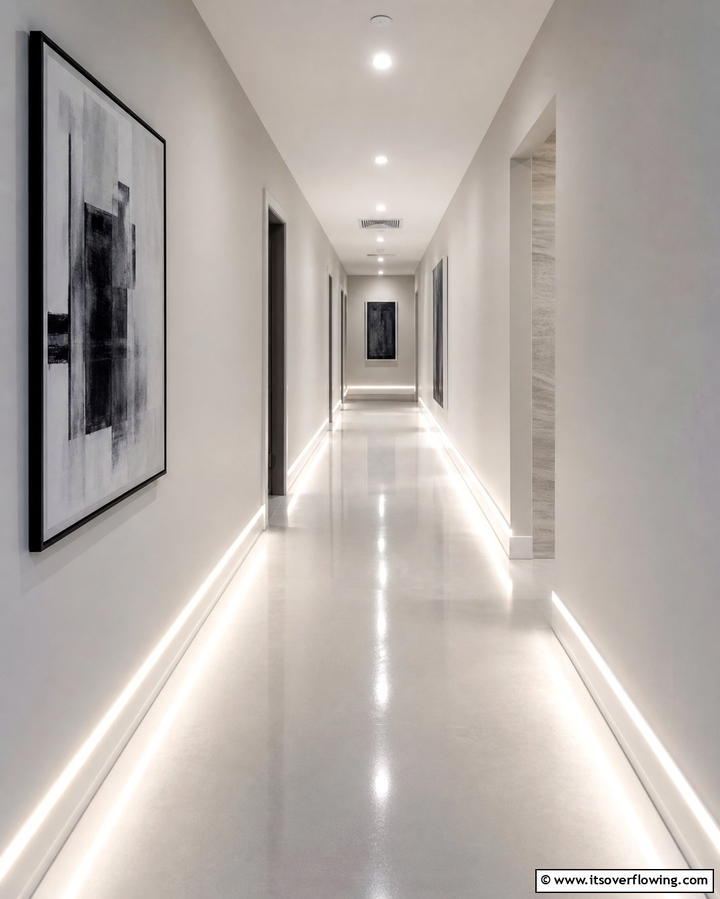 Integrated Lighting Strips - 25 Narrow Hallway Ideas to Maximize Space and Style