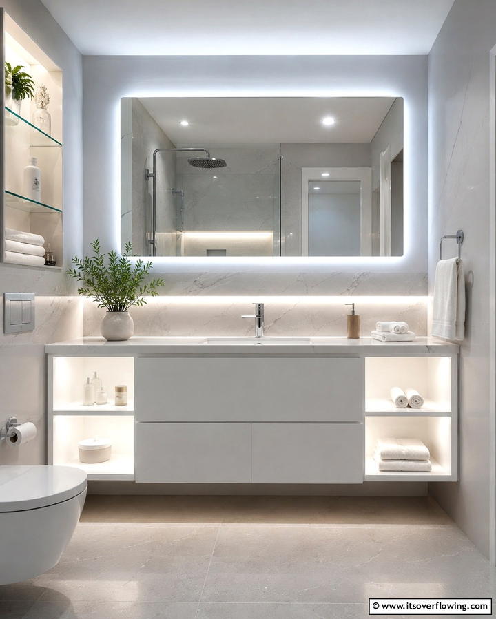 Integrated Lighting Vanity - 30 Small Bathroom Vanity Ideas for Space-Saving Style