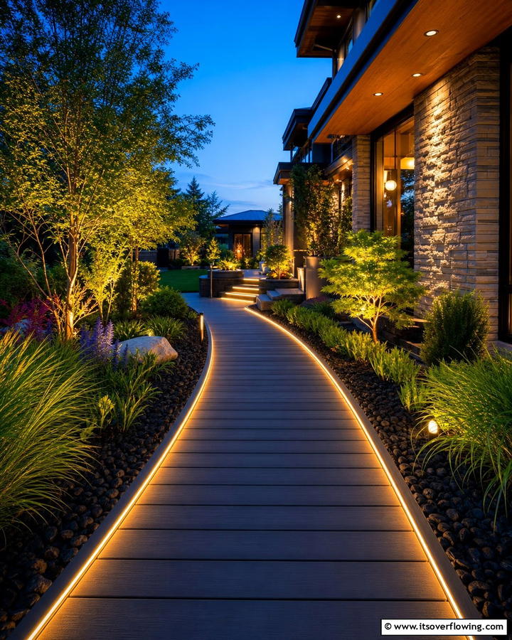 Integrated Lighting Walkways - 20 Composite Walkway Ideas for a Durable and Beautiful Path