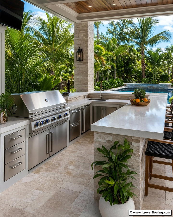Integrated Outdoor Kitchen - 21 Backyard Patio Ideas for Creating Your Perfect Outdoor Oasis