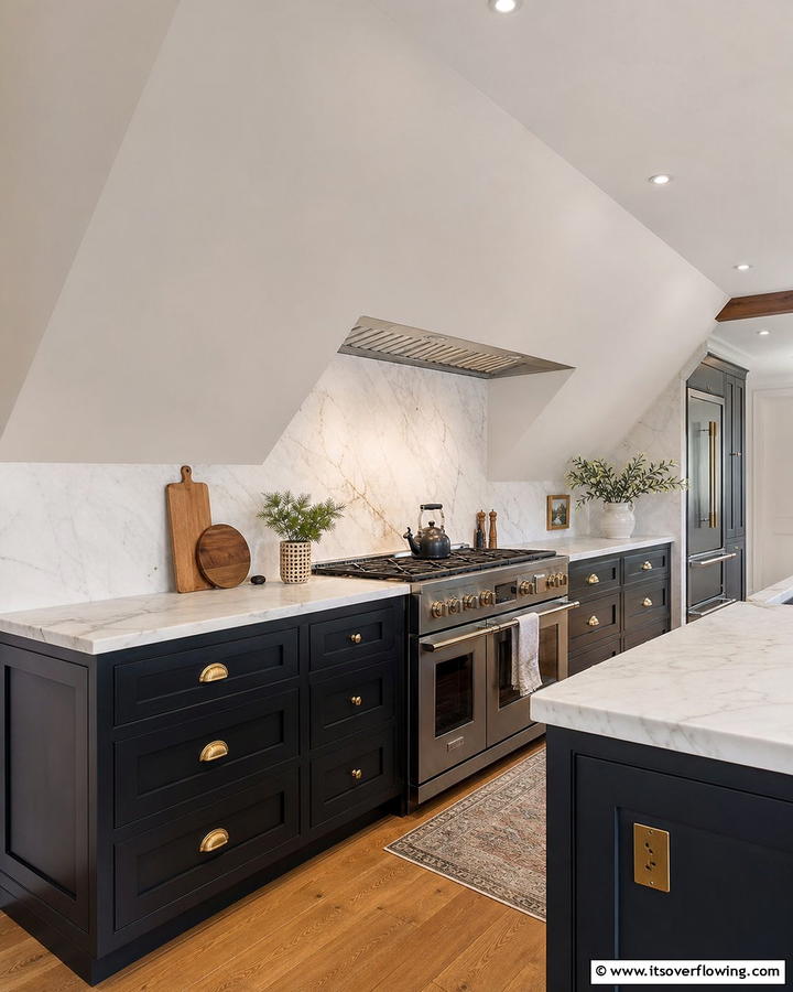 Integrated Range Hood - 20 Sloped Ceiling Kitchen Ideas for a Unique and Stylish Space