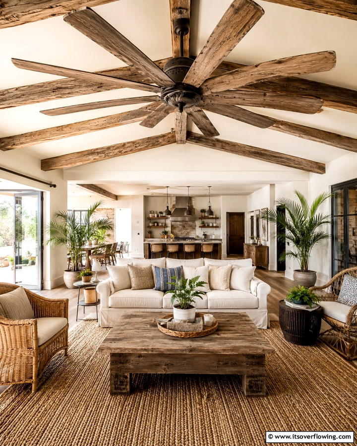 Integrated Rustic Ceiling Fans - 30 Rustic Ceiling Ideas to Add Warmth to Any Room