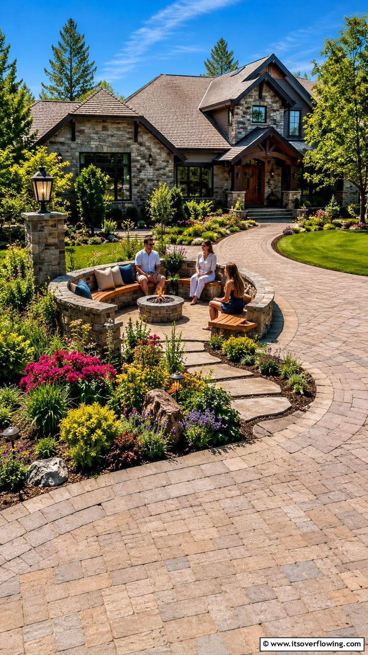 Integrated Seating Areas - 30 Driveway Landscape Ideas to Boost Curb Appeal