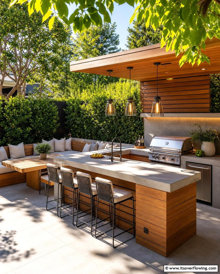 Integrated Seating Outdoor Kitchen - 21 Small Outdoor Kitchen Designs for Compact Entertaining