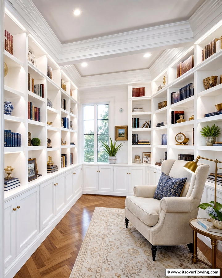 Integrated Shelf and Crown Molding - 21 Crown Molding Ideas to Elevate Interior Architecture