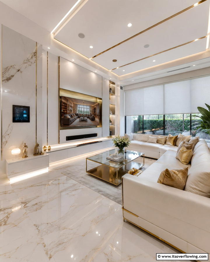 Integrated Smart Features - 30 Glam Living Room Ideas for Luxurious Comfort