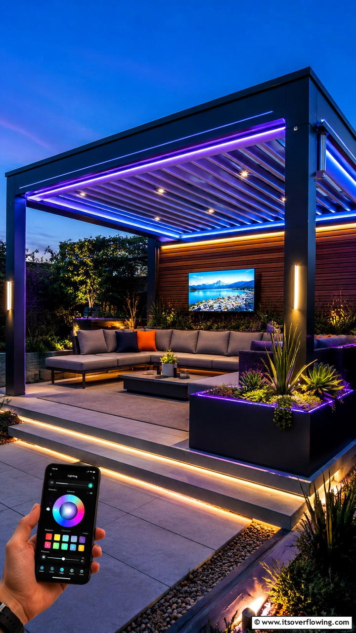 Integrated Smart Lighting - 30 Gazebo Lighting Ideas- Ambient Outdoor Illumination