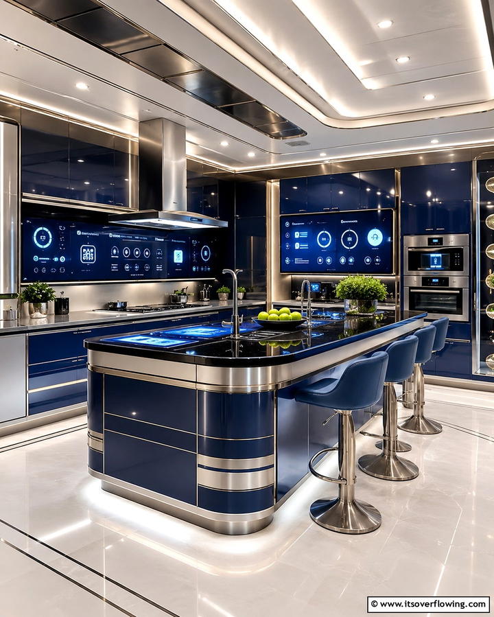 Integrated Smart Technology - 30 Art Deco Kitchen Ideas for Timeless Elegance