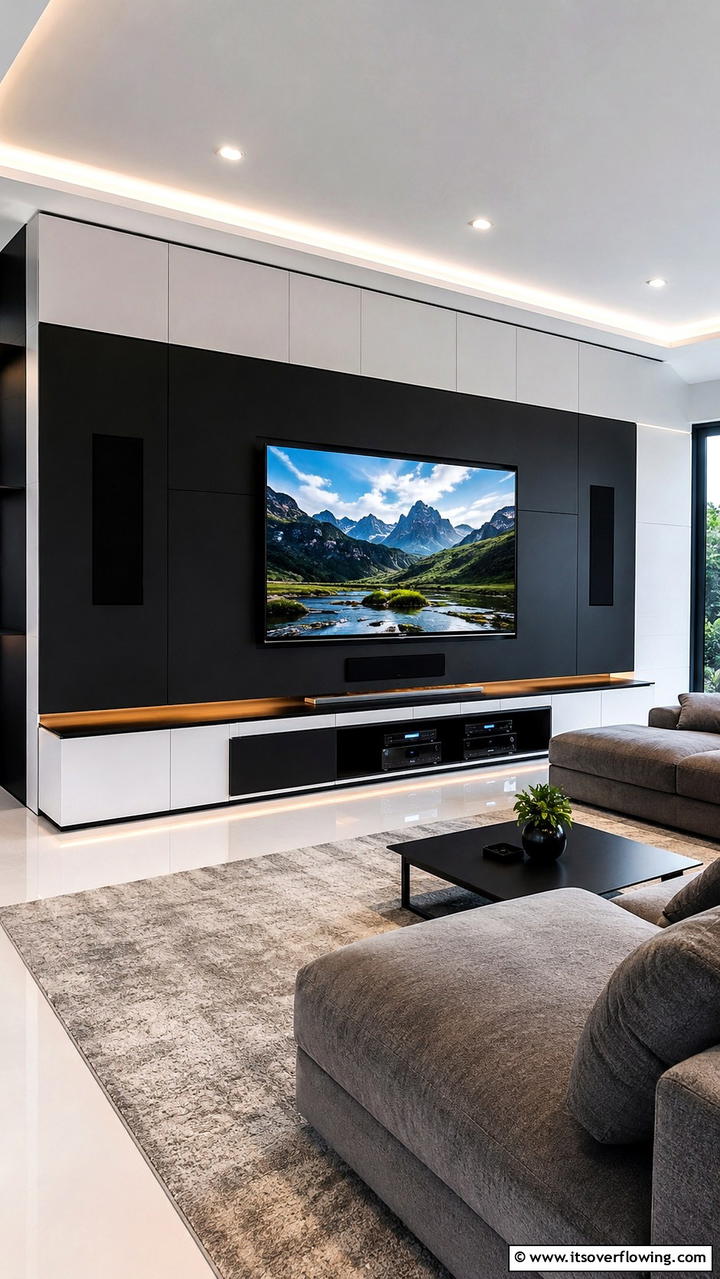 Integrated Sound System TV Wall - 21 Innovative TV Wall Ideas to Maximize Living Room Space