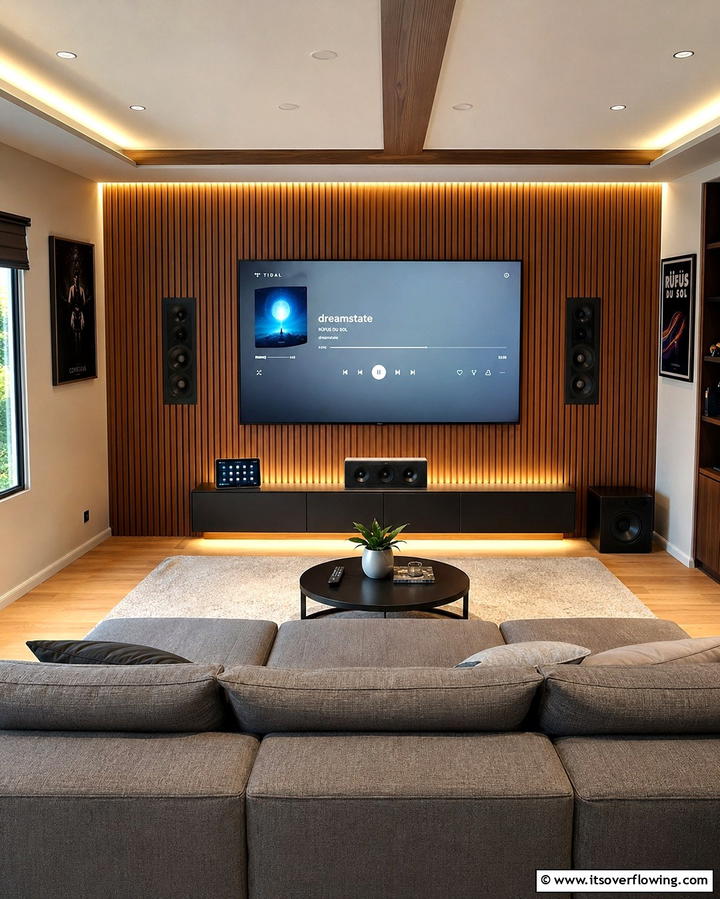 Integrated Sound System - 30 Bachelor Room Ideas for Modern Masculine Spaces