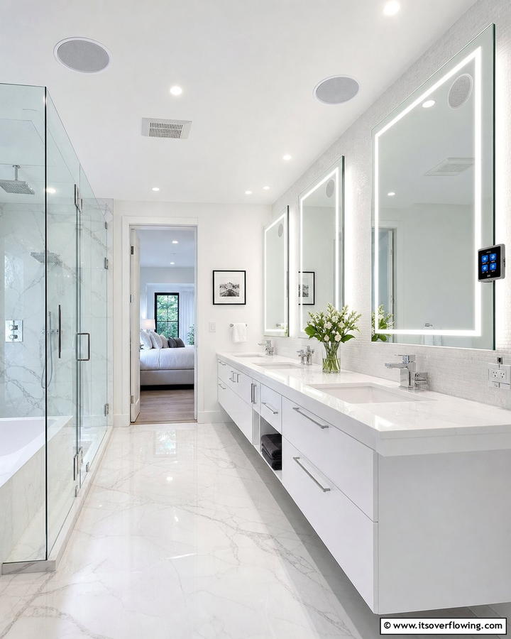 Integrated Sound Systems - 30 Jack and Jill Bathroom Ideas for Shared Spaces