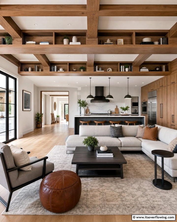 Integrated Storage Beams - 21 Decorative Ceiling Beam Ideas for Rustic Charm