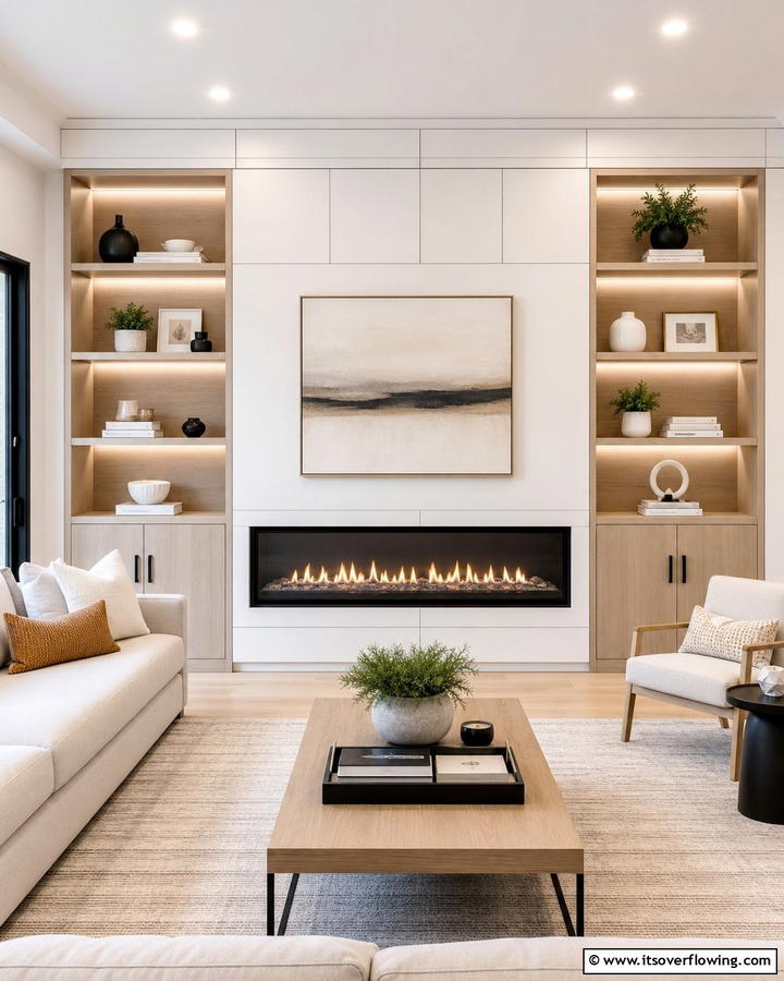 Integrated Storage Linear Fireplace - 30 Linear Fireplace Ideas for Modern Home Heating