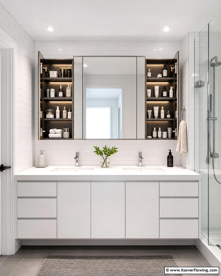 Integrated Storage Mirror Cabinet - 21 Stunning Bathroom Mirror Ideas to Enhance Your Vanity Area