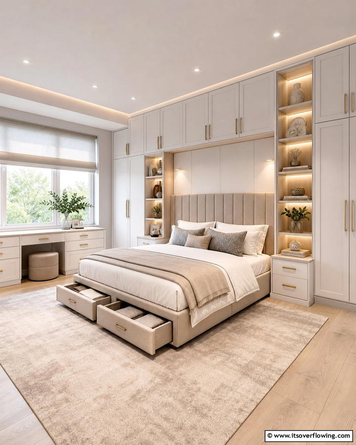 Integrated Storage Solutions - 21 Primary Bedroom Decor Ideas to Enhance Personal Space