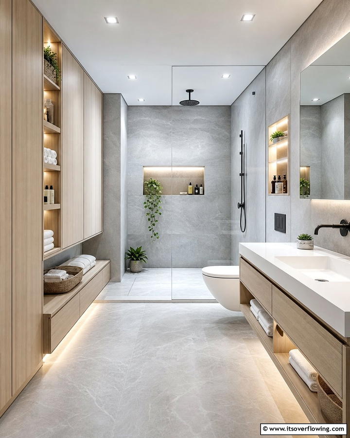 Integrated Storage Wet Room - 30 Modern Wet Room Ideas for Sleek Bathroom Functionality