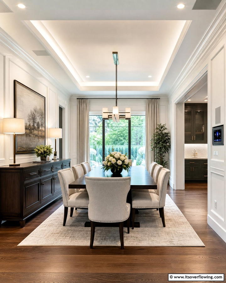 Integrated Technology Touches - 30 Transitional Dining Room Ideas Blending Modern and Classic