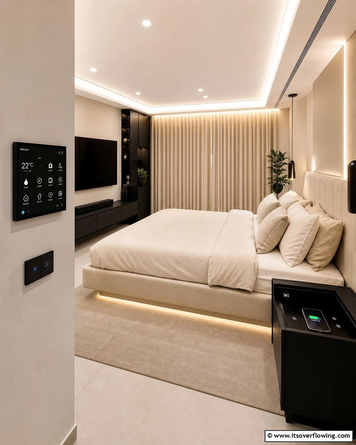Integrated Technology for Modern Living - 21 Cream & Black Bedroom Ideas- Sophisticated Contrast