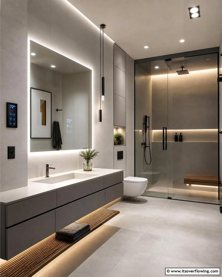 Integrated Technology - 21 Mid-Century Modern Bathroom Ideas for Retro Elegance