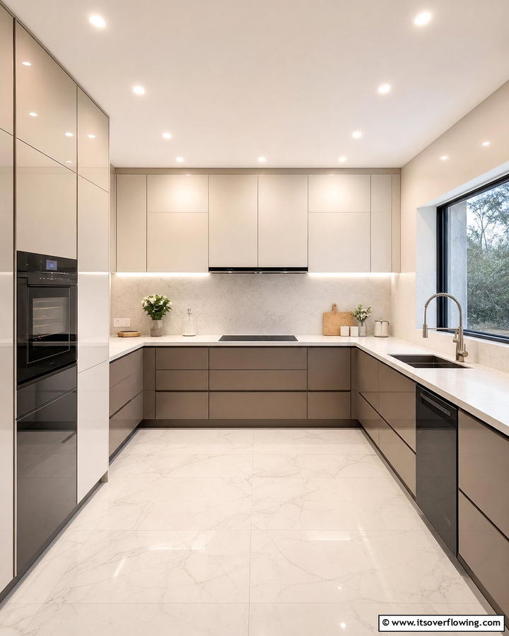 Integrated U Shaped Kitchen with Seamless Storage - 30 U-Shaped Kitchen Ideas for Optimal Layout and Storage